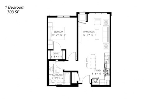 the floor plan of 730 sqft